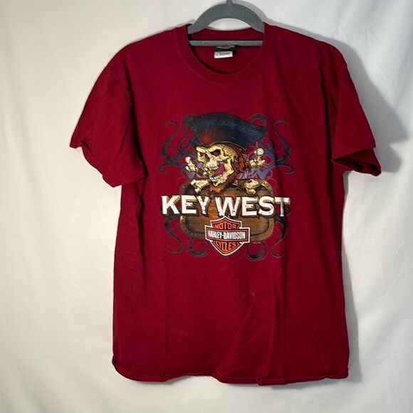 Harley-Davidson EUC red Petersons key west short sleeve tee size medium - Picture 1 of 6